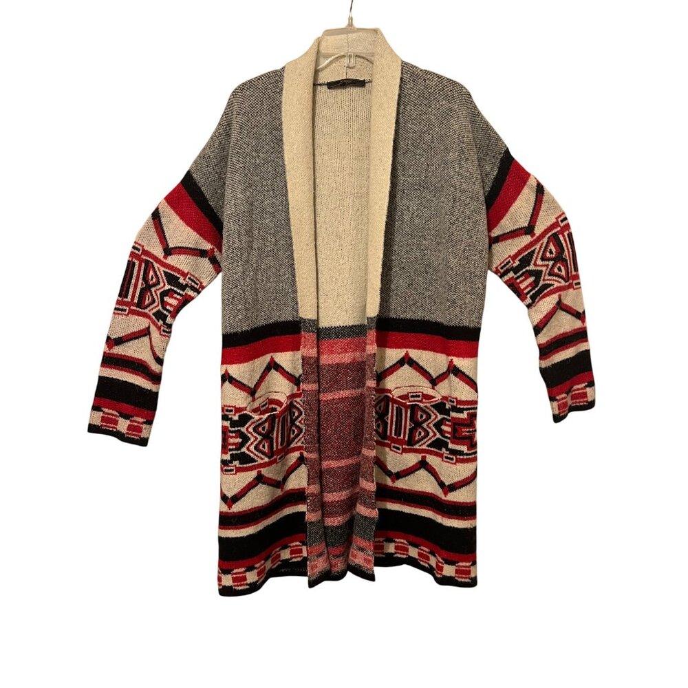 Maxsport Large Sweater Duster Tribal Open Ftont Pockets Soft Outdoor Long Sleeve - Picture 1 of 16